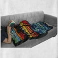thumbnail image 6 of Aloha Soft Flannel Fleece Throw Blanket, Hawaii Surf Paradise Graphics Interpretation of Waves Palm Trees Tropical Setting, Cozy Plush for Indoor and Outdoor Use, 70" x 90", Multicolor, by Ambesonne, 6 of 6