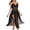 Black, variant on Women's V-Neck Ruffled Spaghetti Strap Sheer Mesh Nightgown, Crisscross Back High Slit Loungewear Slip Dress