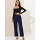 thumbnail image 4 of Pantalón Allegra K estrella de fiesta brillante elástico Pierna ancha cintura alta mujer Azul S, 4 of 6