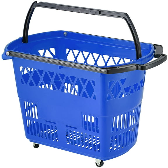 KFFKFF Shopping Containers, 6-Count, 39L Shopping Trolleys with Grips, Plastic Mobile Shopping Container with Rollers, Spacious Portable Shopping Container Collection for Supermarkets, Retail Outlets