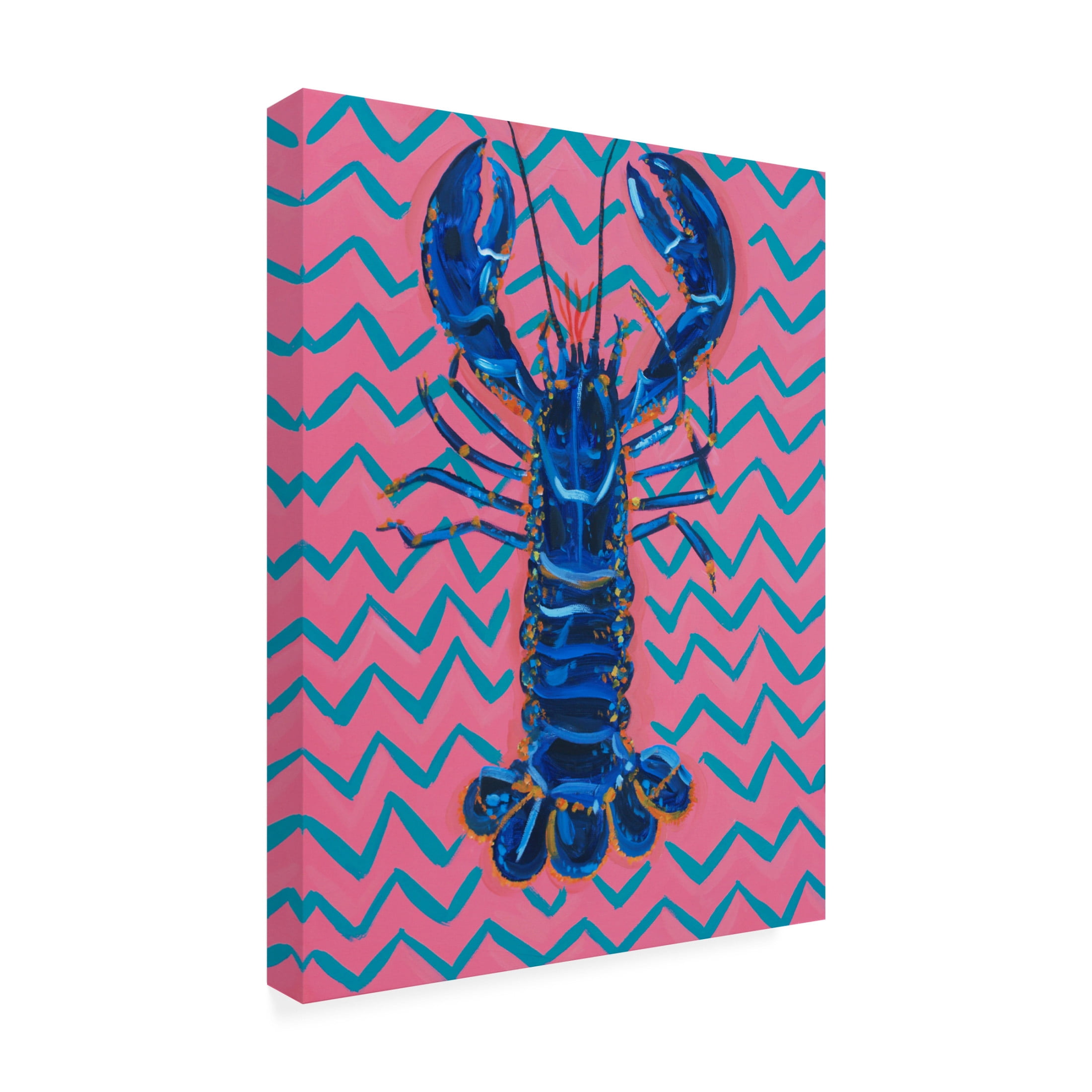 Trademark Fine Art Alice Straker Lobster On Zigzag Canvas Wall Art