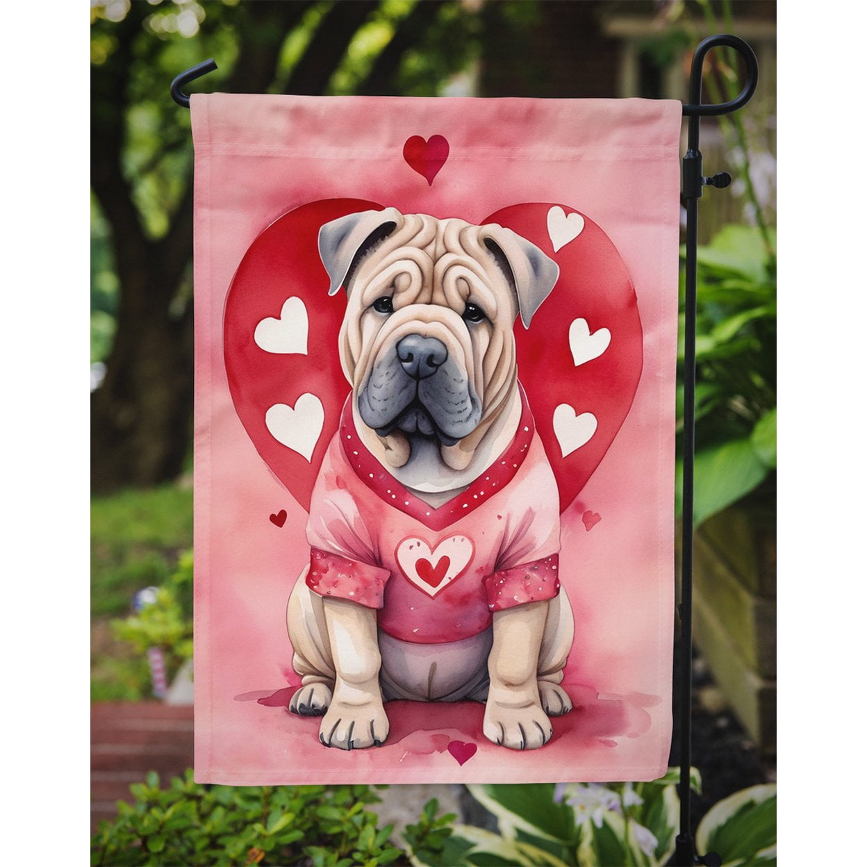 Shar Pei My Valentine Garden Flag