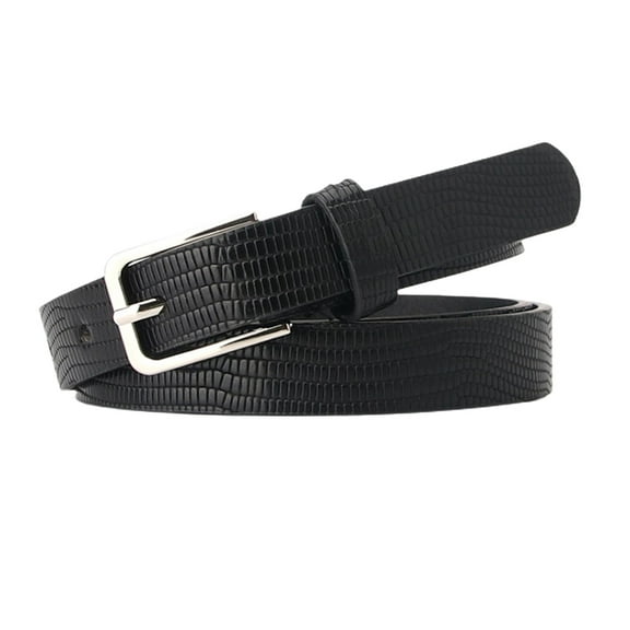 SWSMCLT Women's Fashion PU Belt Winter Spring Metal Buckle Belt For Dress Patent Leather Printed Casual Black One Size