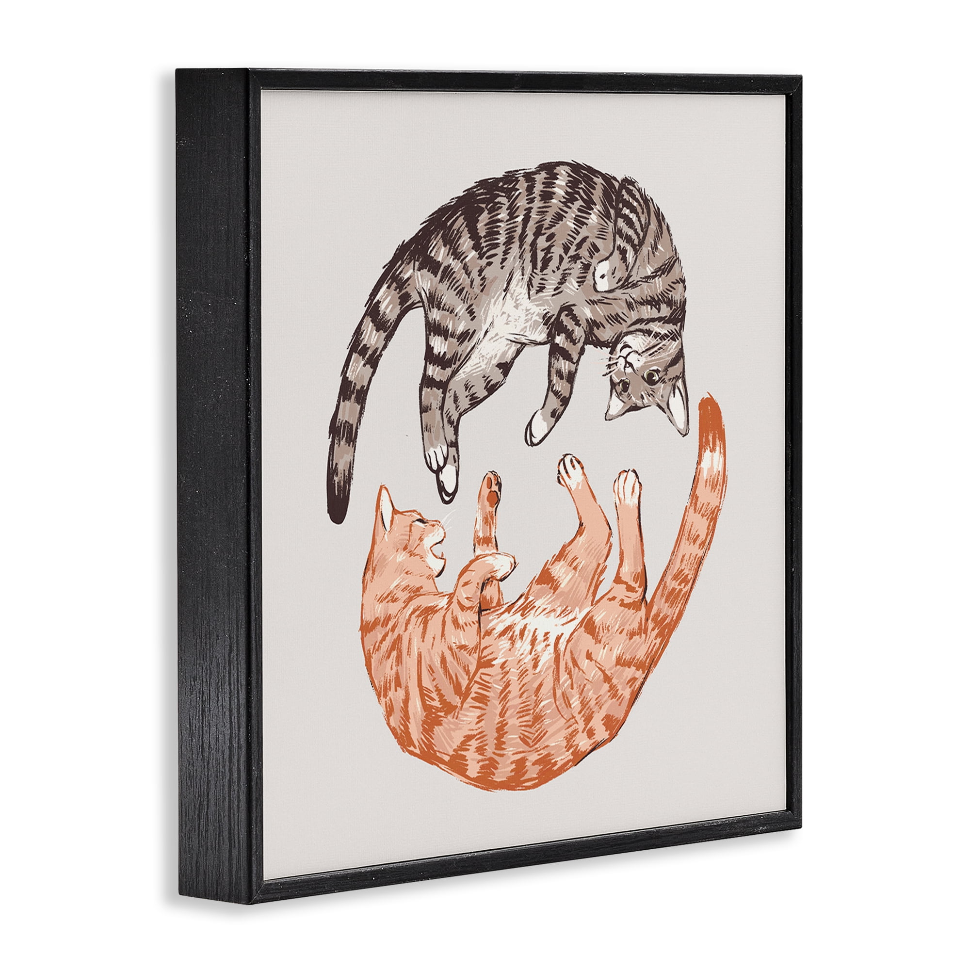 Stupell Industries Tabby Cats Duo Animals & Insects Painting Black Framed Art Print Wall Art, 12 x 12