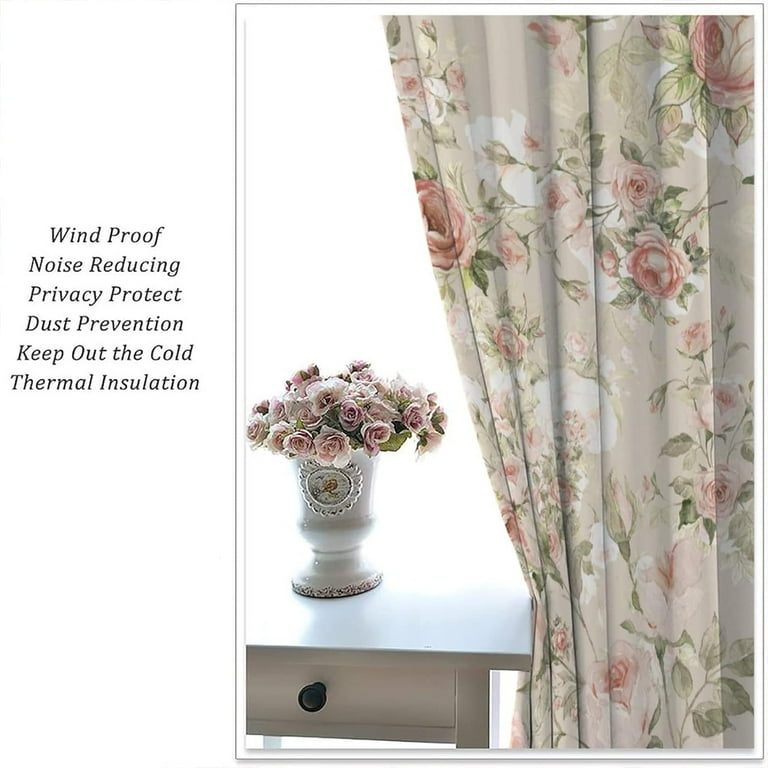その他 lovely rose Lovely Rose Decorative Curtains, Red and White Vintage Rose