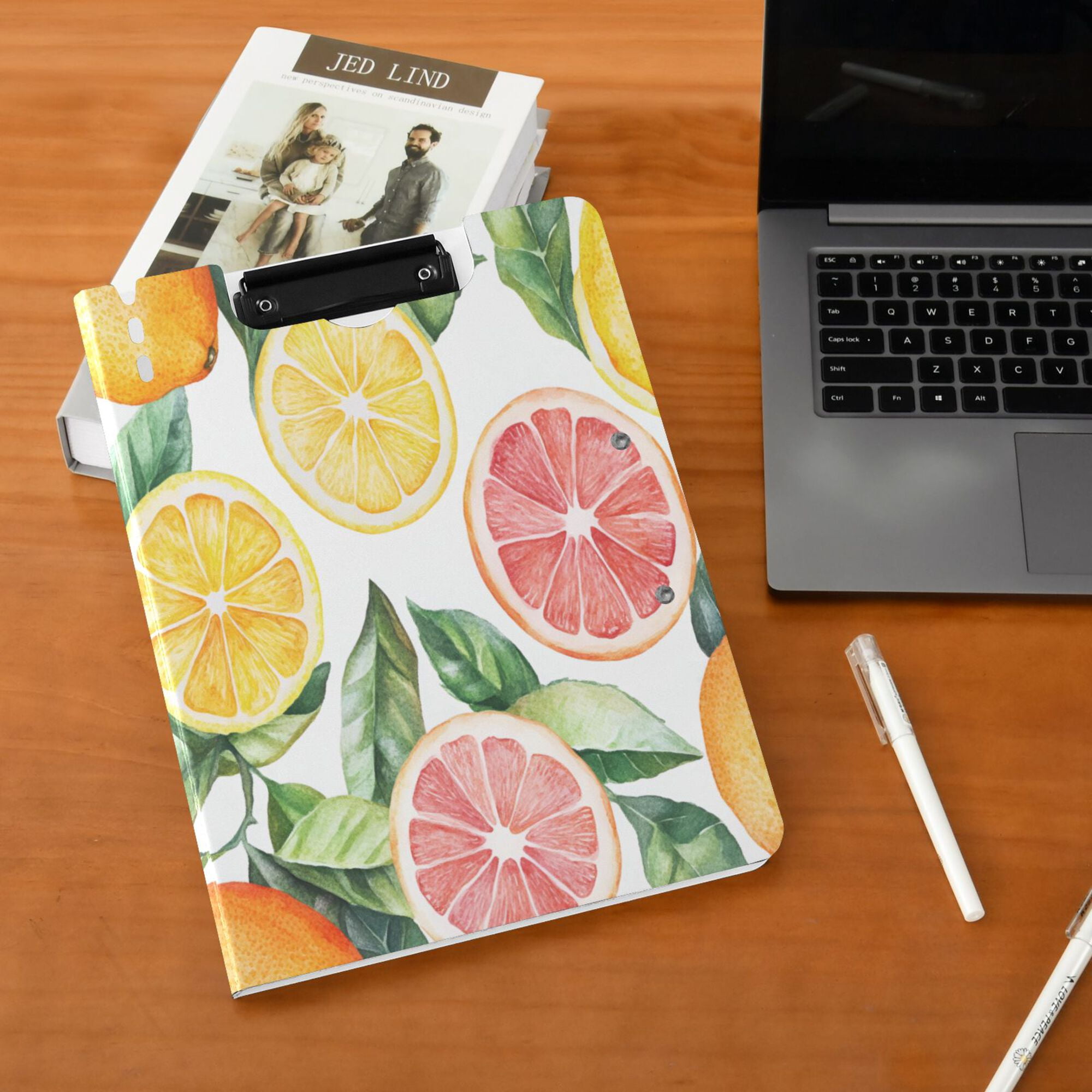 FORMRS A4 Clipboard Folder with Pen Holder Horizontal Foldable School Office Binder, Candy Grapefruit
