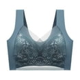 thumbnail image 3 of Sngxgn Wireless Bras for Women Comfort Full Coverage T-Shirt Bra Lightly Lined Push up Bra V-Neck Bralettes for Ladies(Blue,L), 3 of 5