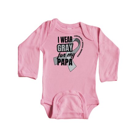 

Inktastic I Wear Gray For My Papa Parkinsons Disease Awareness Gift Baby Boy or Baby Girl Long Sleeve Bodysuit