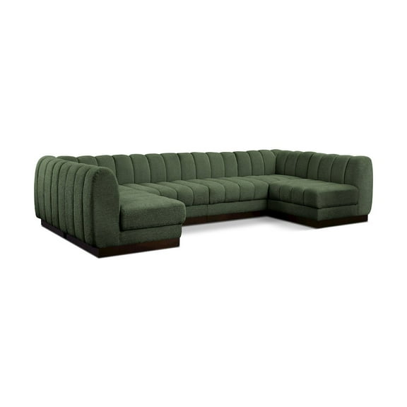 Meridian Furniture Quinn 6-Piece U-Shaped Fabric Modular Sectional in Green
