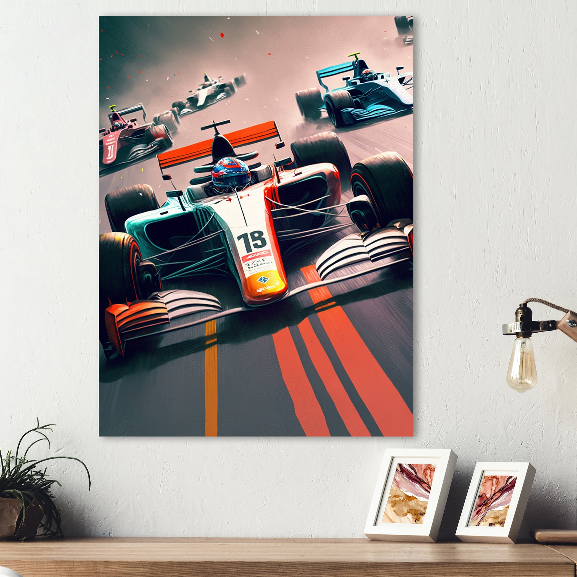 Designart Formula Car Racing VII Canvas Wall Art