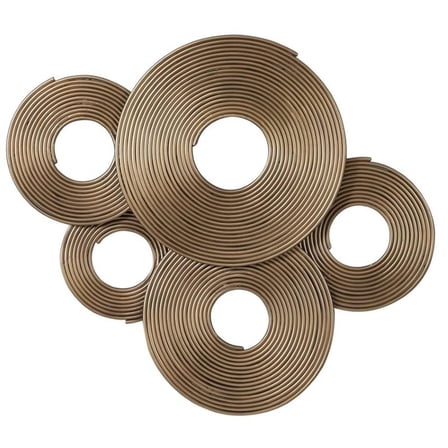 Maklaine Contemporary Iron Metal Rings Wall Decor in Soft Gold