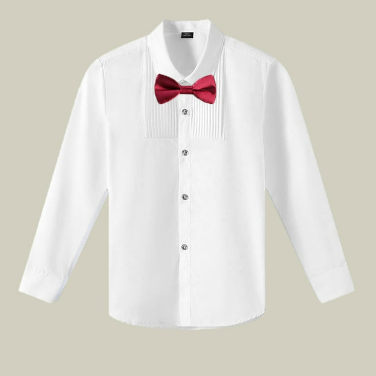HAOYUNL Kids Toddler Youth Boys White Dress Shirt 3-16T Long Sleeve Button  Lapel White Shirt Cotton Formal Uniform Perform Dress Shirts Spring Fall  Shirt with Bowtie - Walmart.com