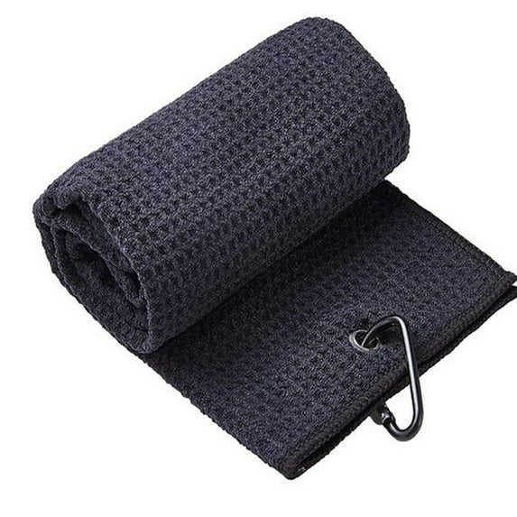 Golf Towel Sweat Absorption Perforated Superb Clean Ability Non-fluffy with Carabiner Clip Efficient Cleaning Quick-dry Microfiber Waffle Pattern Golf Club Towel for Golfer