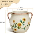 thumbnail image 4 of BUYMAX 6 inch Rustic Ceramic Planter with Handles, Embossed Sunflower Pot, Vintage Crackle Glaze Flower Container for Home & Garden Décor, 4 of 8