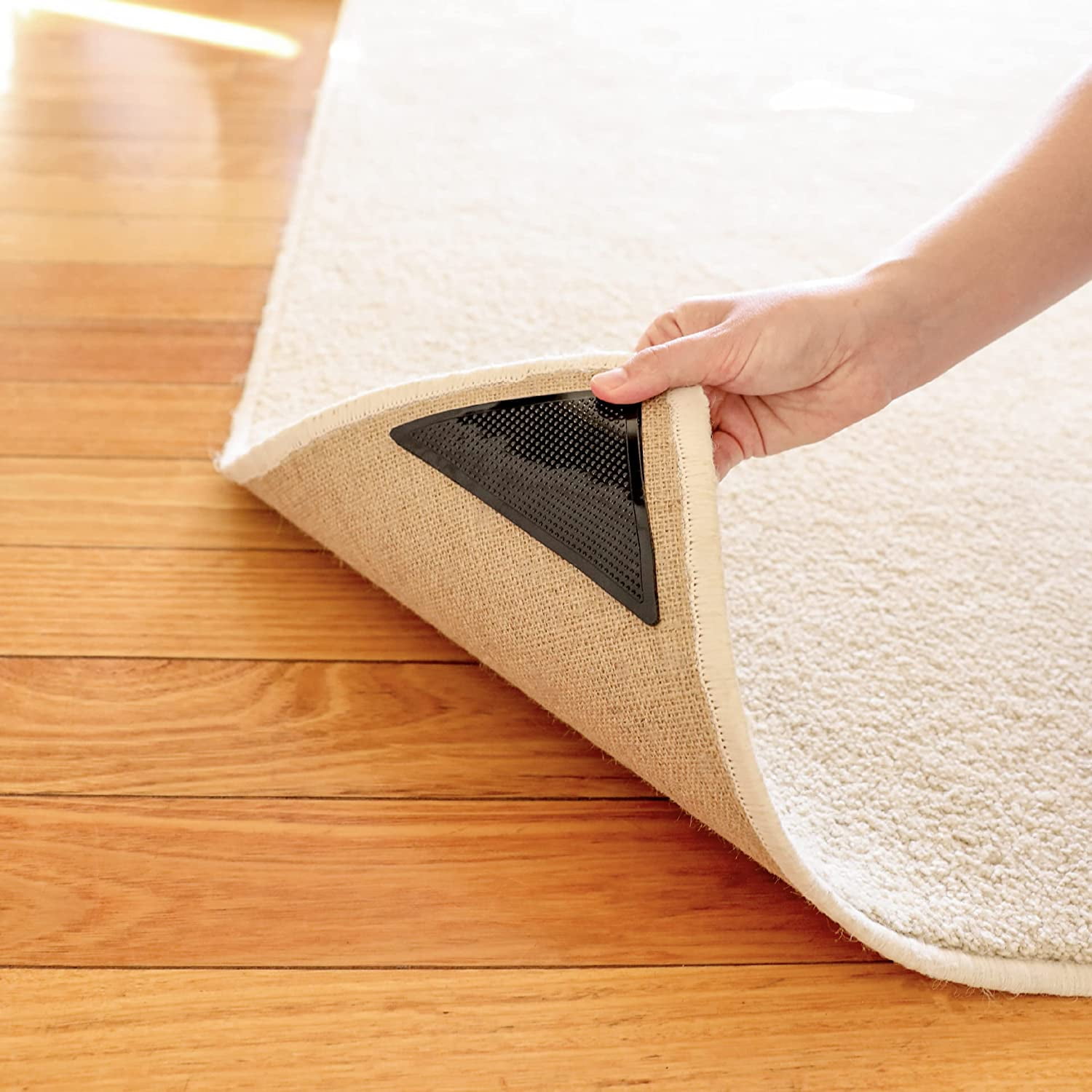 4Pcs Carpet Non Slip Mat Reusable Washable Bathroom Kitchen Floor Rug  Silicone Grippers Carpet Pad Anti-slip Stickers Mats Fixed