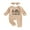 Apricot, variant on Spewahor Infant Baby Girl Fall Romper Letter Print Ribbed Long Sleeves Round Neck Full Length Jumpsuit with Headband
