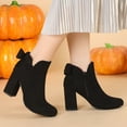 thumbnail image 2 of Unique Bargains Women's Round Toe Bow Decor Chunky Heel Ankle Boots, 2 of 7