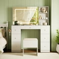 thumbnail image 2 of Costway Vanity Desk with Mirror & Lights Makeup Table with Power Outlets & 7 Drawers, 2 of 10
