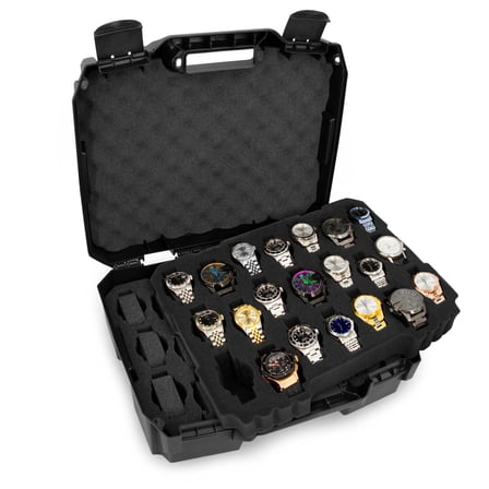 Watch Box Display Case Fits 42 Watches in Custom Foam, Travel Watch Case Only