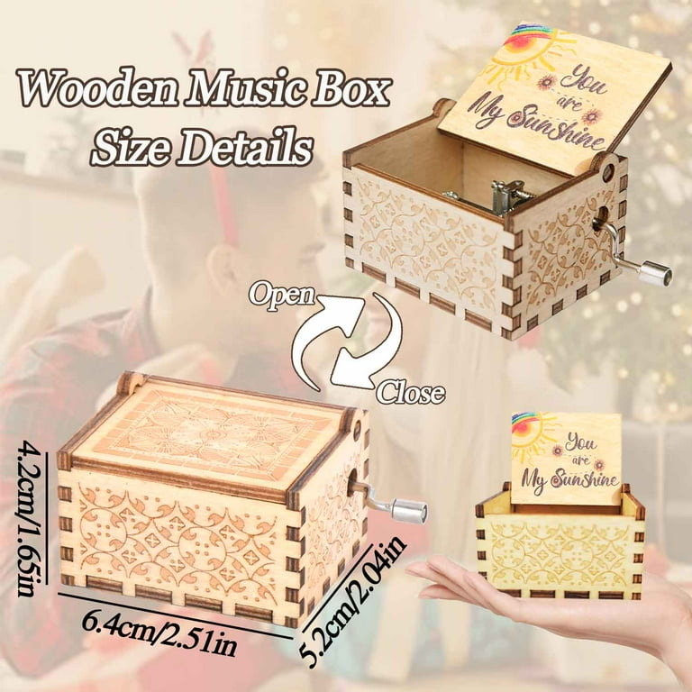 "You Are My Sunshine" Hand Crank Music Box For Mom - Wooden Keepsake Gift From Daughter Or Son