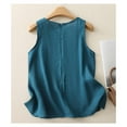 thumbnail image 5 of Tank Tops For Women Summer New Retro Vest Literary Sleeveless Inner Sleeveless Round Neck Pullover Temperament Solid Color Top Vest Suspender Strap Camisole Tops For Women, 5 of 7