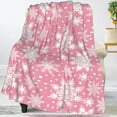 thumbnail image 6 of Winter Snowflakes Pink Throw Blanket Ultra Soft Warm All Season Christmas Decorative Fleece Blankets for Bed Chair Car Sofa Couch Bedroom 80"X60", 6 of 6