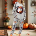 thumbnail image 2 of Halloween Pajamas Women Cute Ghost Pumpkin 2 Piece Pajama Sets Fall Soft Long Sleeve Pjs with Pants Spooky Sleepwear, 2 of 5