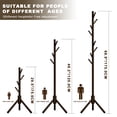 thumbnail image 4 of stusgo Coat Rack Freestanding,Wood Coat Tree with 8 Hooks and 3 Adjustable Section Height for Bedroom,2 Pcs,Dark Walnut, 4 of 5