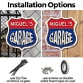 thumbnail image 2 of Miguel's Garage 6 inch X 6 inch Shield Shaped Commercial Grade Plastic Sign Weather Resistant, UV Protected To last, Gift for Dads and Uncles Classic Americana Crafted in the USA, 2 of 6