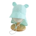 thumbnail image 4 of Oiyii Infant Girls Adjustable Bucket Hats Bear‑Ear Trim Camping Sun Hats, Light Blue, 4 of 4