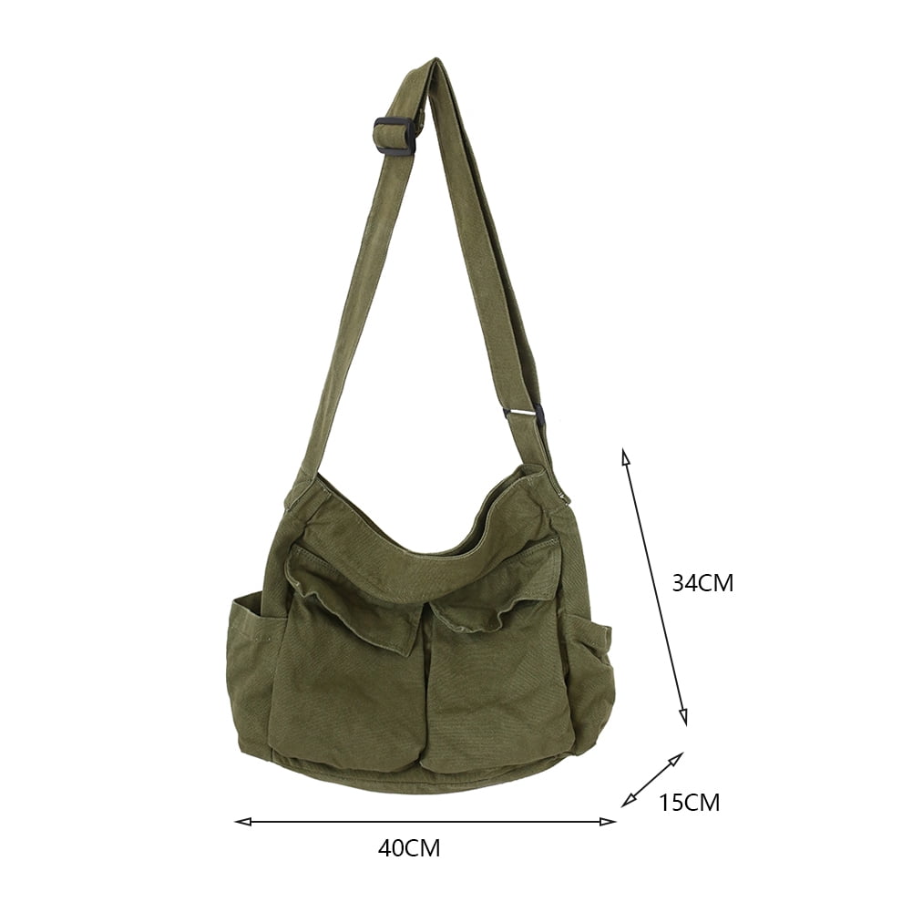 Lotpreco Canvas Messenger Bag Large Hobo Crossbody Bag with Multiple Pockets Canvas Shoulder Tote Bag for Women and Men