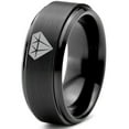 thumbnail image 1 of Tungsten Diamond Gemstone Adamantine Isometric Crystal Band Ring 8mm Men Women Comfort Fit Black Step Bevel Edge Brushed Polished, 1 of 4