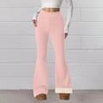 thumbnail image 2 of Outfmvch Lined Leggings for Women Thermal Flare Leggings Bellbottom Leggings for Women Plaid Pants for Women Dressy Pants for Women Thermal Leggings Striped Pants Women Light Pink L, 2 of 9