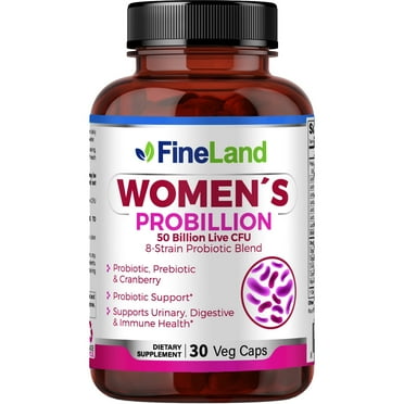Fineland WOMEN’S PROBILLION-50 Billion Live CFU, 8-Strain Probiotic Blend, Probiotic, Prebiotic & Cranberry, Probiotic Support, Supports Urinary Digestive & Immune Function, Premium, 30 Capsules