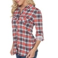 thumbnail image 3 of White Mark Chemise Classique à Carreaux Manches 3/4 pour Femmes, 3 of 5