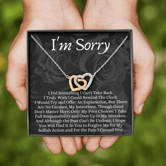 I'm Sorry Necklace for Her - Card & Apology Gift with Meaningful Message, Featuring "Please forgive me" & "Forgive Me" Messages