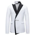 thumbnail image 2 of Kakii Men's Notch Lapel Blazer with Black Satin Contrast, Single Breasted Two-Button Slim Fit Business Suit Jacket, Modern Formal Coat, 2 of 8