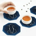 thumbnail image 4 of Leather Coasters with Heat-resistant for Drinks, Cat Sketch -标题2 Octagon, 4 of 5