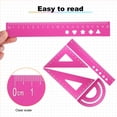 thumbnail image 4 of Uxcell 4pcs Triangular Ruler Set 20mm Aluminum Ruler Geometric Protractor Triangle Ruler Engineering Scale Pink, 4 of 6