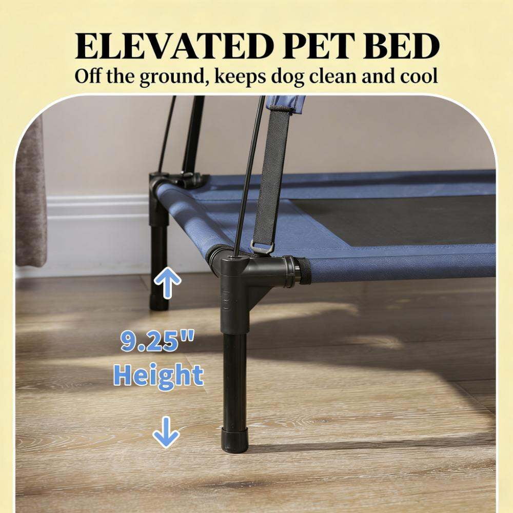 Orthopedic Dog Bed, Pet Bed,Elevated Portable Dog Cot, Black,Dark Blue Dog Bed,Mesh,Metal,Oxfabric,Polyester Cat Bed, Pet Supplies Pet Beds & Furniture