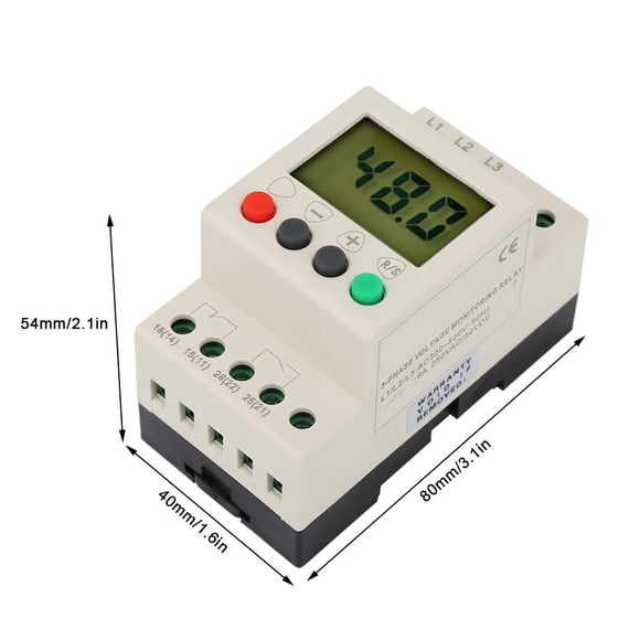 JVR 1000 3 Phase Protector Relay for Voltage , with LCD Display, Real, Time Motor Monitoring, Adjustable Over or Under Voltage, Adjustable Unbalance Rate and Time for