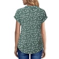 thumbnail image 5 of UVN Blouses for Women Summer Short Sleeve Work Shirts Dressy Casual V Neck Print Tops, 5 of 9