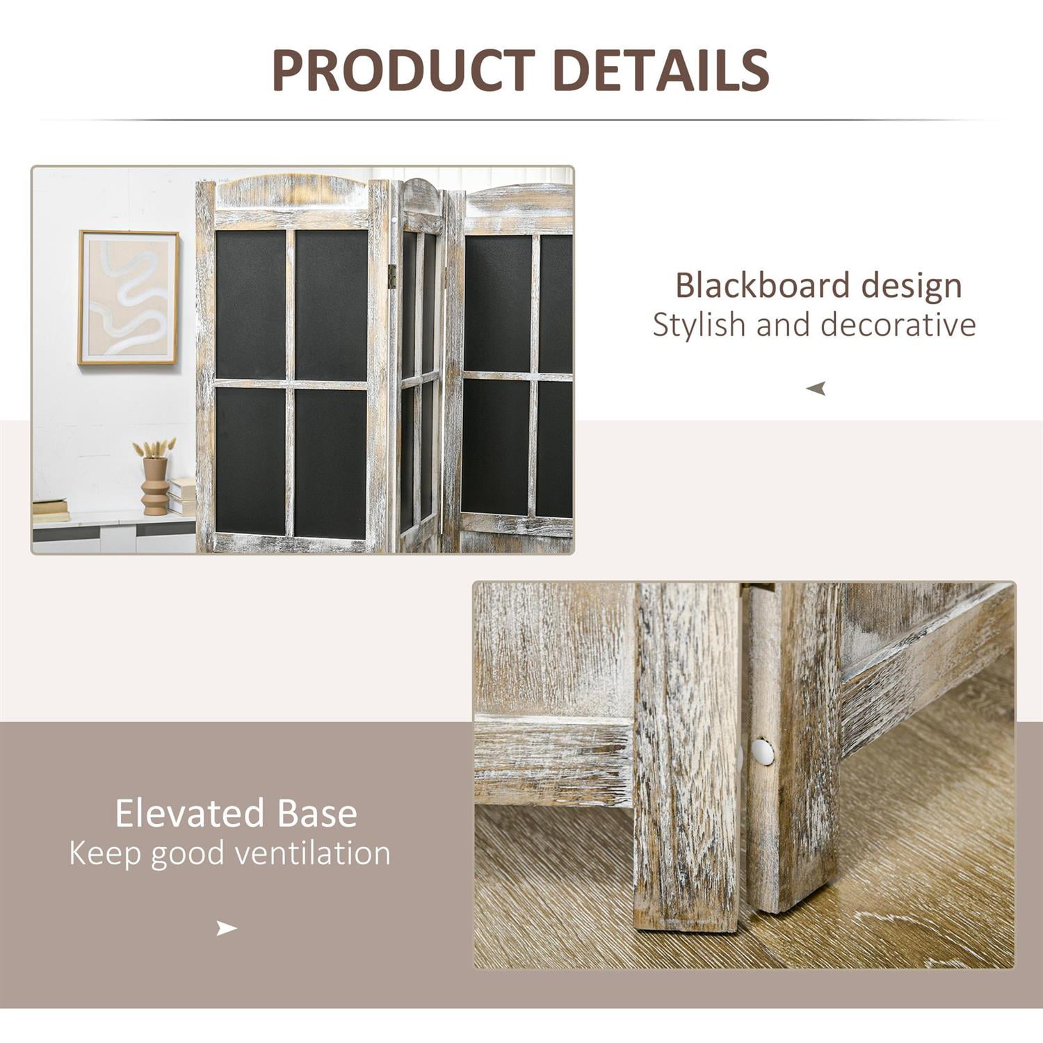 Demi Bonn 4-Panel Room Divider with Hinged Freestanding, 5.6' Tall Wood Privacy Screen with Folding & Portable for Home & Office, Black