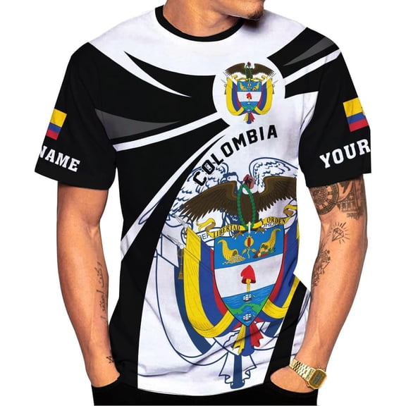 Personalized Colombia Shirt 3D, Custom Colombia Flag Shirts for Men Women, Colombian Pride T-Shirt, Unisex Shirt (S)