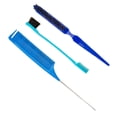 thumbnail image 3 of Milaget 3x Hair Styling Comb Set Parting Comb Edge Brush Rat Tail Comb Teasing Brush Set Blue, 3 of 9
