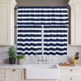 thumbnail image 4 of 3 Piece Kitchen Curtains and Valances Set Navy Blue Stripe Cafe Curtains 36 Inch Length Modern Simple Geometric White Striped Valance & Tier Curtain for Living Room Bedroom Window 54"x18"+27"x36"*2, 4 of 6