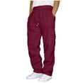 thumbnail image 3 of Mens Hip Hop Pants Casual Solid Color Track Cuff Lace Up Workout Pants With Pocket, 3 of 6