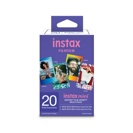 Fujifilm Instax Mini Lightweight, 20 Exposures Portable Instant Film Value Pack
