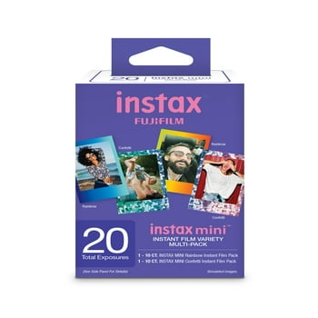 Fujifilm Instax Mini Film 20 count Value Pack (1 pack Instax Rainblow Film and 1 pack Instax Confetti)
