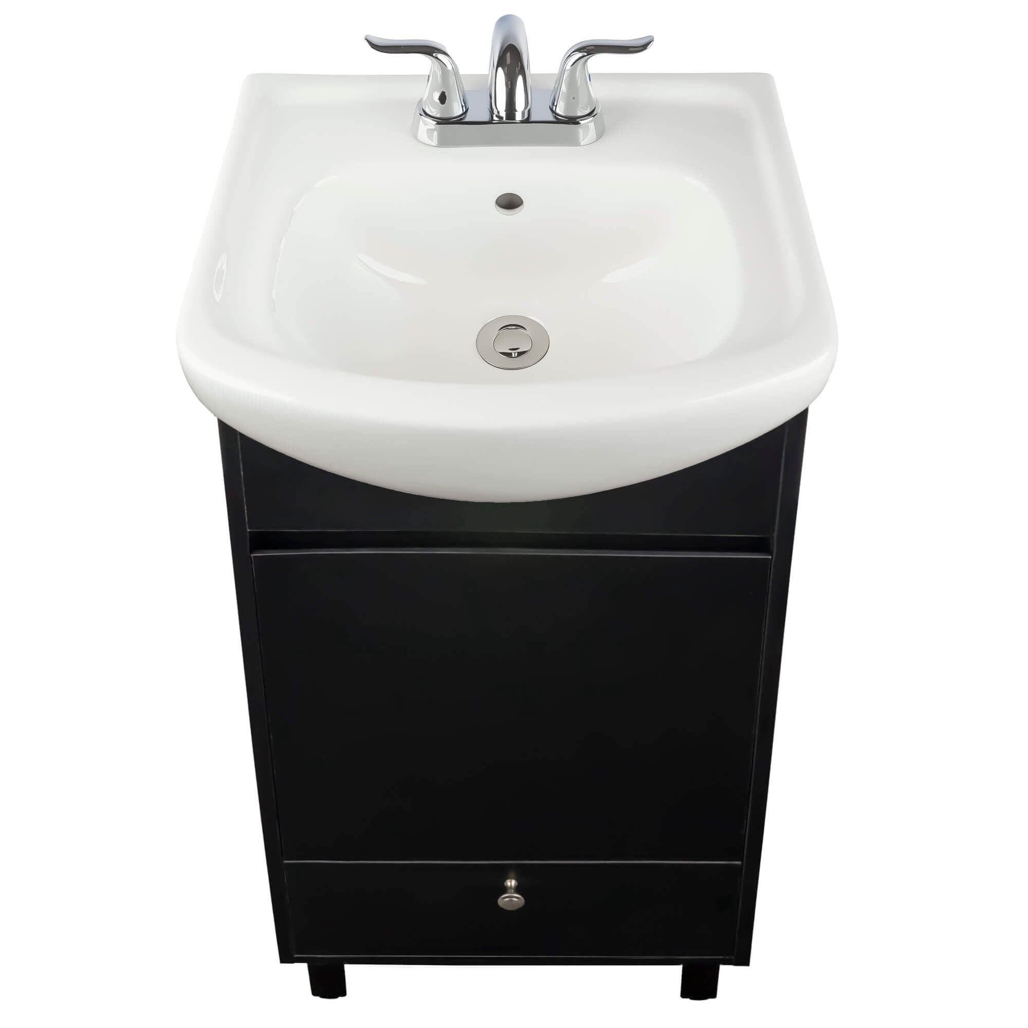 Fine Fixtures Petite 18 Inch Bathroom Vanity with Sink, Small Freestanding Bathroom Cabinet, Space-Saving Vanity Sink Combo, Satin Black